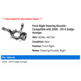thumbnail image 2 of Front Right Steering Knuckle - Compatible with 2008 - 2014 Dodge Avenger 2009 2010 2011 2012 2013, 2 of 2