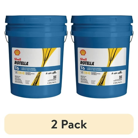 (2 pack) Shell Rotella T6 Full Synthetic 15W-40 Diesel Engine Oil, 5 Gallon