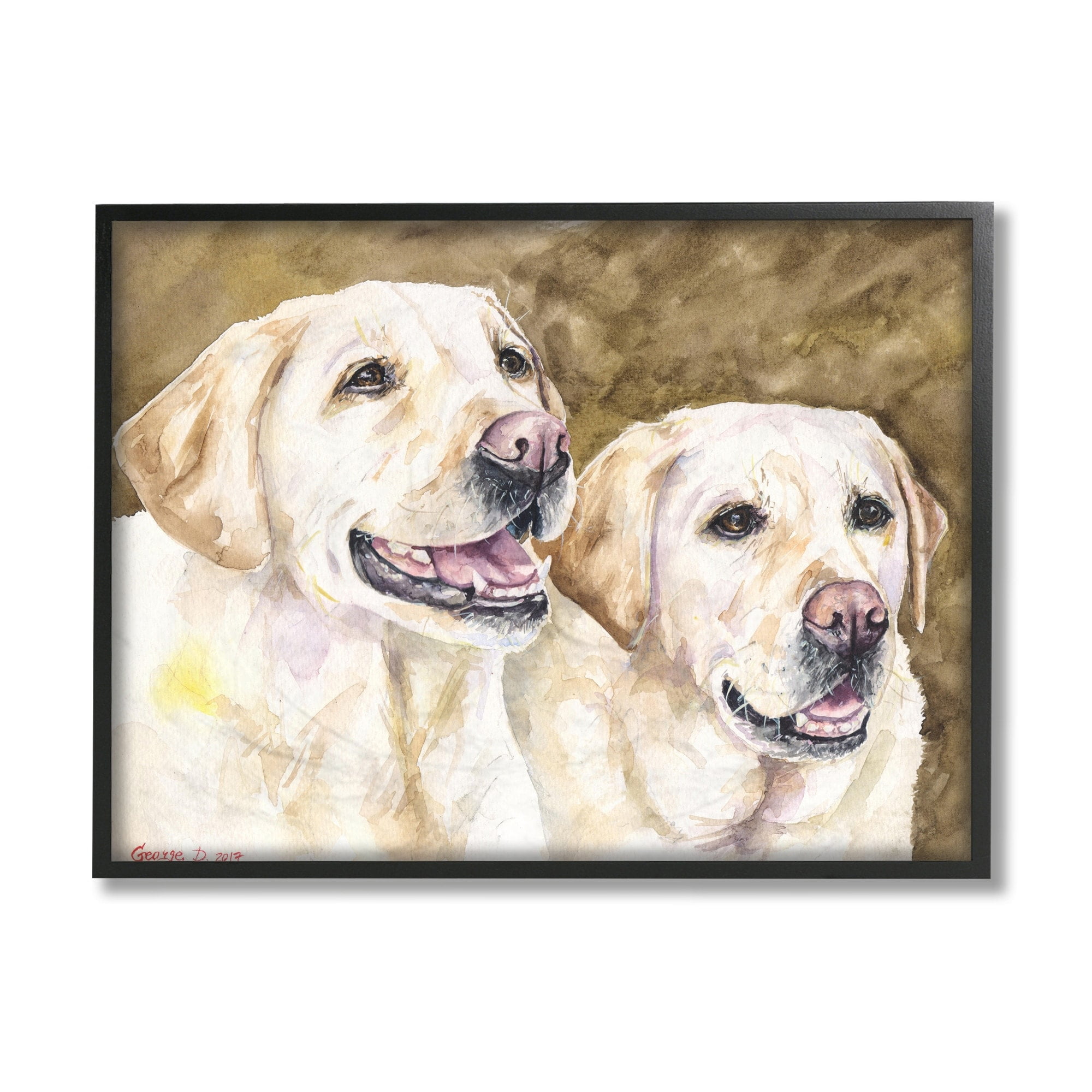 Stupell Industries Yellow Labrador Friends Pet Dogs Resting Grey Framed, 11 x 14, Design by George Dyachenko