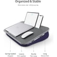 thumbnail image 2 of Lap Desk | Portable Laptop Desk & Stand – Fits Up to 17 inch – Washable Cushion, Built-in Phone Holder – for Bed, Couch, Sofa, Floor – Writing, Reading, Home Office – Large, Grayish Blue, 2 of 5