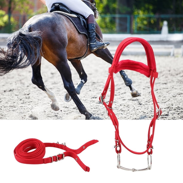 Artillones de Cabeza de Brida de Caballo Ajustable Horario Extraibles de Caballos, Brida de Caballo, Rojo para Caballos