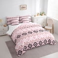 thumbnail image 3 of Feelyou Vintage Aztec Adult Bedding Comforter Set 7 Pieces, Fashion Pink Triangle Full Bedding Set, Mandala Southwestern Theme Reversible Fitted Sheet Flat Sheet, Microfiber Bedroom Decor, 3 of 8