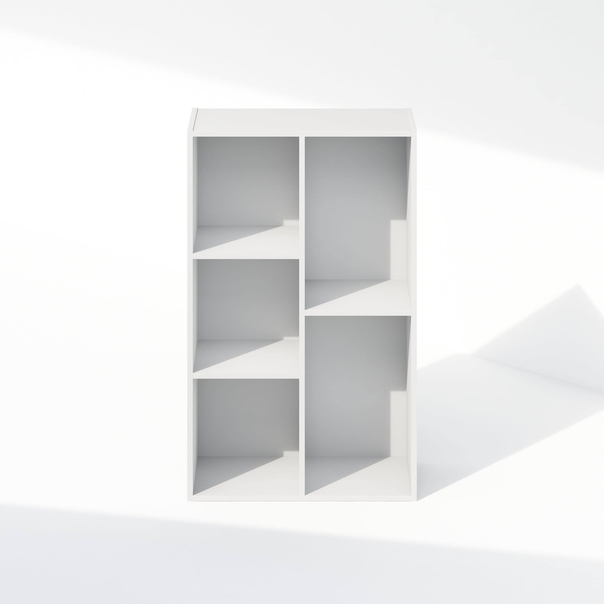 Furinno Reed 5-Cube Reversible Open Shelf Multipurpose Bookcase, Storage Organizer, White