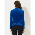 thumbnail image 3 of DARING DIVA Women's Notched Lapel Button Front Office Velvet Blazer XS Royal Blue, 3 of 6