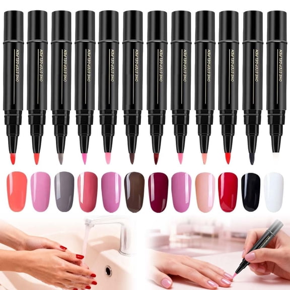 6-Color Nail Glue Pen with 3-in-1 Formula, Base Color & Top Coat in One Easy Application, Fast-Drying Gel for Salon-Quality Manicures, 5ml Portable Pen for Travel & Home Use