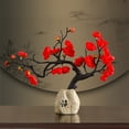 thumbnail image 6 of JingChun Plum Blossom Artificial Flowers Silk Blossoms with Resin Vase Double Branches Simulation Flower Blossom Potted Arrangement for Home Party Decor, 6 of 6