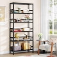 thumbnail image 4 of Tribesigns 71" Tall Bookshelf, Modern 6-Tier Etagere Bookcase, Freestanding Open Book Shelves, Black Wood and Metal Storage Display Rack, 4 of 9