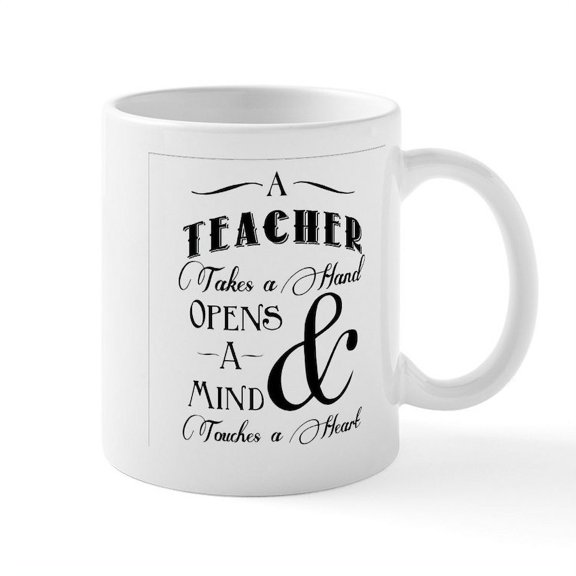CafePress - Teachers Open Minds Mug - 11 oz Ceramic Mug - Novelty Coffee Tea Cup