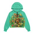 thumbnail image 5 of Xixirimido Dachshnud Dog Floral Green Pattern Girls Half Zip Sweatshirt Long Sleeve Pullover Crop Tops Kids Lightweight Hoodie Fashion Winter Clothes Size 13-14, 5 of 7