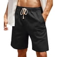 thumbnail image 2 of Mens Shorts Summer Casual Elastic Waist Wide Straight Leg Relaxed Fit Lightweight Shorts with Pockets, 2 of 9