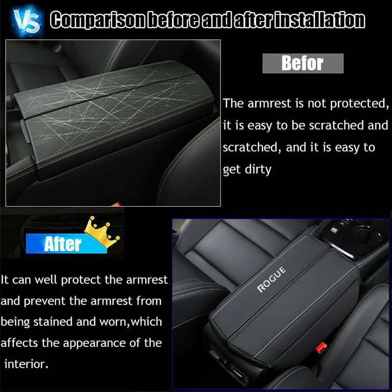Kakash Custom Interior Accessories for Nissan Rogue 2021 2022 2023 Leather  Center Console Cover Armrest Pad,Waterproof Anti-Scratch Protector Your