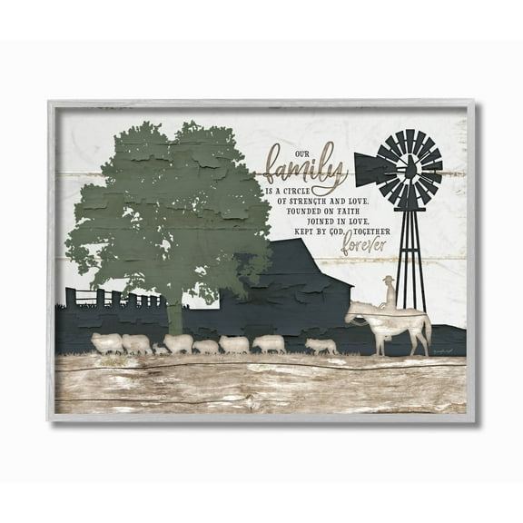 The Stupell Home Decor Our Family Is A Circle of Strength Farm Homestead Silhouette