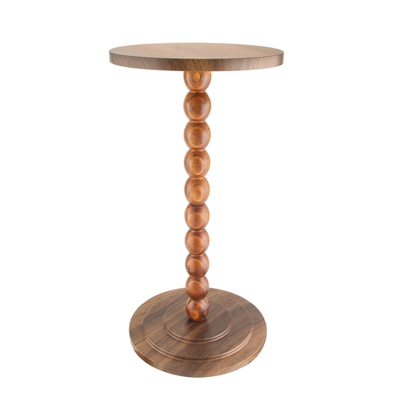 ManyFun Round Side Table, Wood Drink Table for Small Spaces, Round End Table for Living Room, Bedroom, Sofa Couch, Corners (Brown,Plane -shaped)
