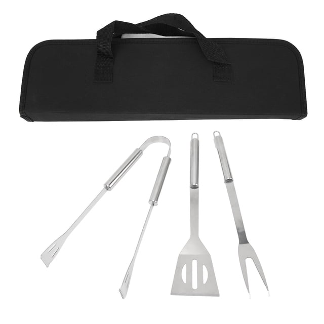 Juego de Herramientas para parrilla, juego de utensilios de acero inoxidable, espátula, pinza, tenedor, herramientas para barbacoa con bolsa de almacenamiento para fiesta de cocina, 3 uds.
