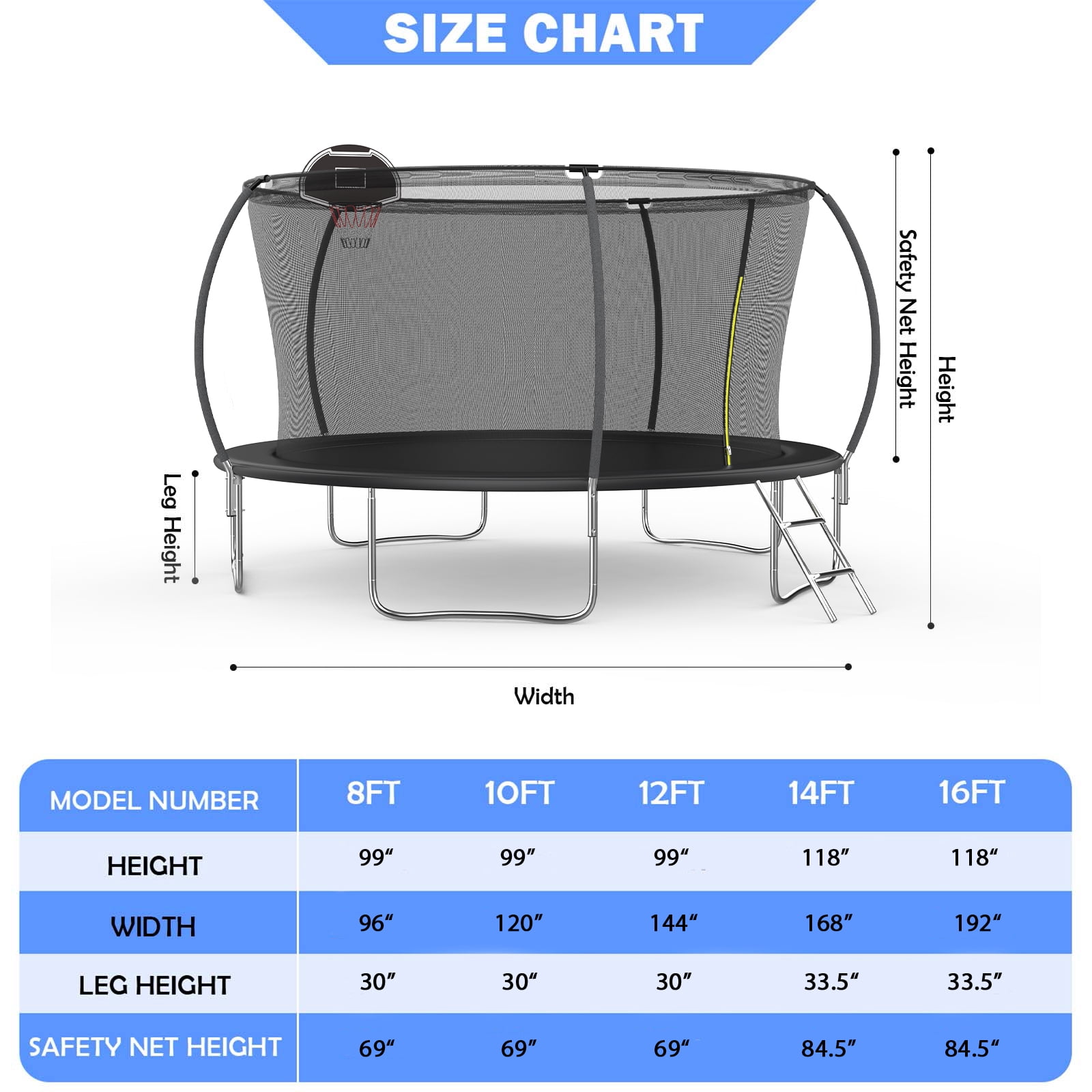 14FT Outdoor Trampoline with Basketball Hoop and Ladder for Kids and Adults，Heavy Duty Recreational Pumpkin Trampoline with Safety Enclosure,Anti-Rust Frame,Backyard Trampoline for Gift,Black