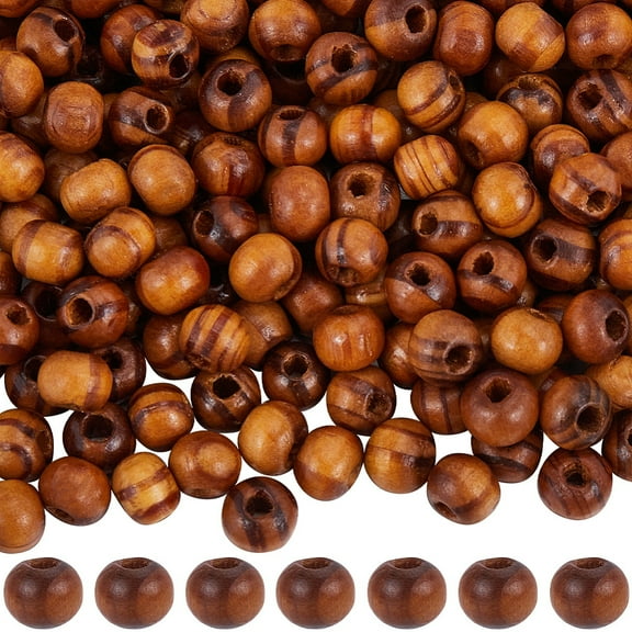 200Pcs Round Natural Wood Beads Dyed Lead Free BurlyWood 6x5mm Hole: 2mm