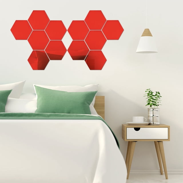 Wall Sticker Wall Sticker Decor Mirror Wall Sticker 12Pcs 4 Cm Hexagonal DIY Wall Stickers 3D Mirror Stickers Home Decor Art