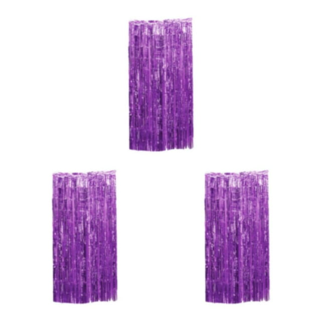 Youkk Rideau Ingrédients Sûrs Grand Application en Feuille Non Toxique Inodore Frange de Fond de Fête Violet 3*1m 3Ensemble