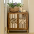 thumbnail image 5 of COZAYH  2-Door Accent Cabinet Modern Mirror Fronts Clean-Lined Silhouette, Natural, 5 of 9