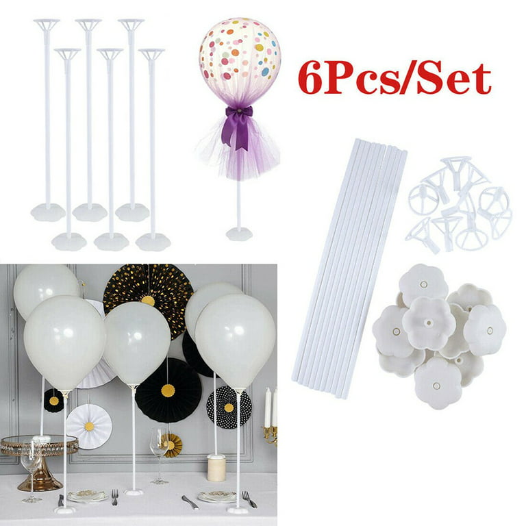6 Sets Balloon Stand Kit, Balloon Sticks with Base for Table