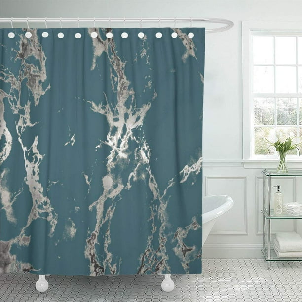 ATABIE Grey Silver and Teal Marble Shower Curtain 66x72 inch Walmart