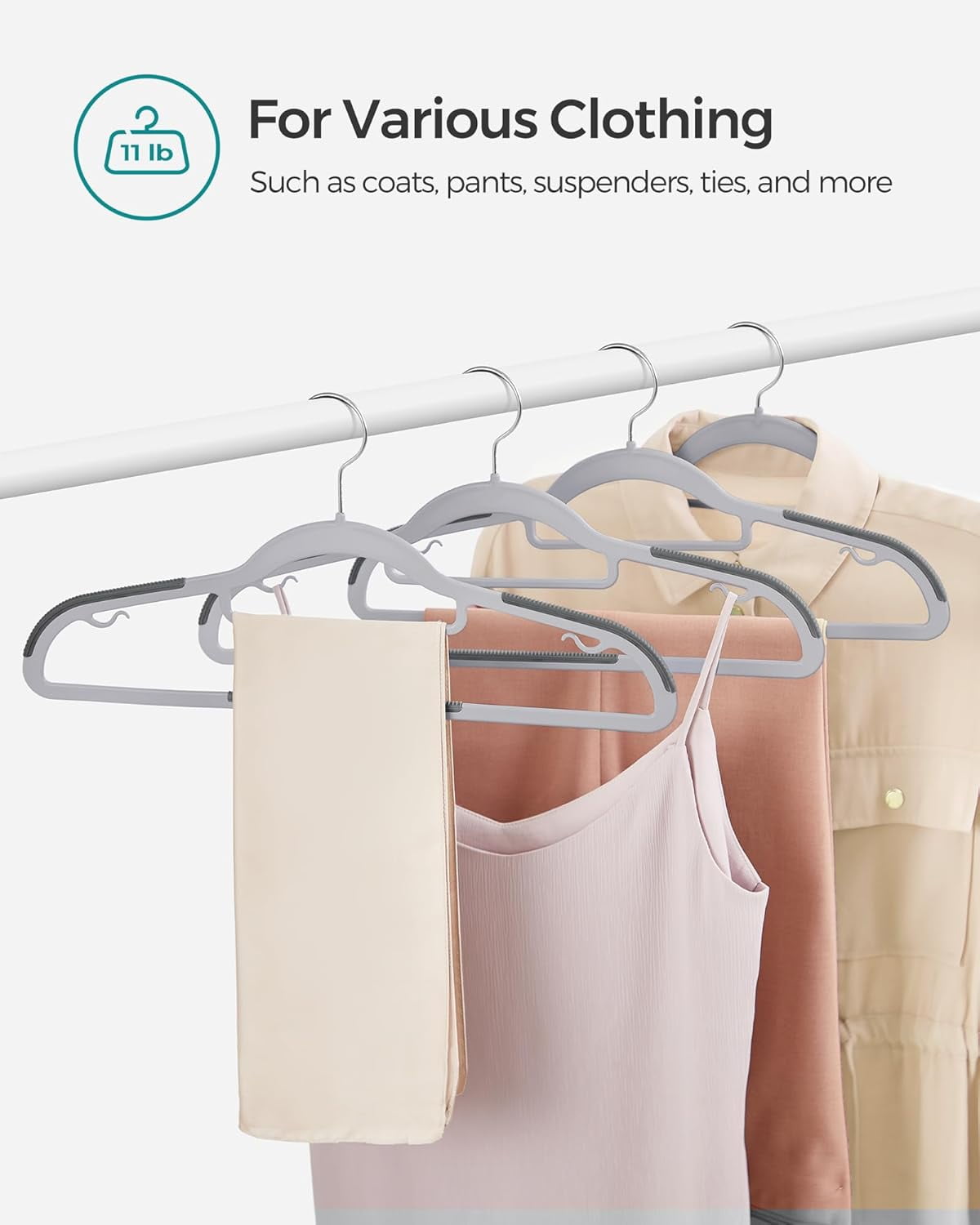 cozymood 50 Pack Coat Hangers Heavy, Duty Plastic Hangers with 360° Swivel Hook Non-Slip Design Space-Saving (Dark Gray)