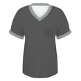 thumbnail image 4 of Tittly T Shirts for Women Tshirts Shirts Women's Spring V Neck Splice Ribbon Pocket Loose Casual Short Sleeve T Shirt Basic Tees Summer Tops Dark Gray XXL, 4 of 4