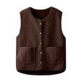 thumbnail image 3 of HAJWOH Women's Fuzzy Fleece Vest Oversized Sherpa Button Down Jacket Fall Fashion Warm Sleeveless Cardigan Outerwear, 3 of 6