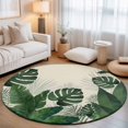 thumbnail image 2 of Round Area Rugs 6Ft, Monstera Leaves Non-Slip Washable Circle Rugs Carpet, Summer Green Tropical Plants Leaf Beige Indoor Outdoor Rug Floor Mats Throw Runner for Bedroom Living Room Bathroom, 2 of 8