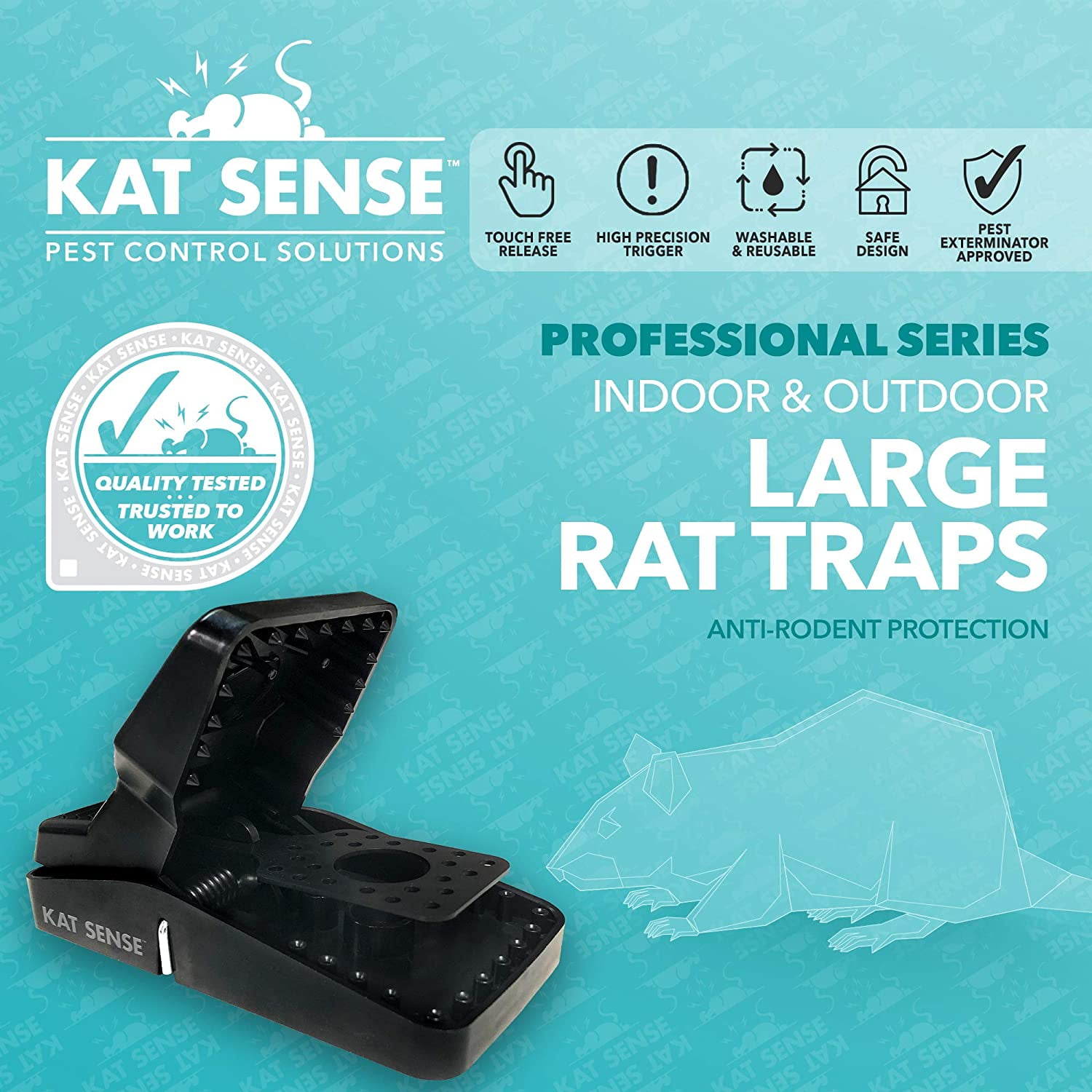 Kat Sense Large Humane Rat Traps, Set of 2, Catch and Release Chipmunks  Into The Wild, Cruelty Free, Live Capture Plank Trap, Smart No Kill Rodent