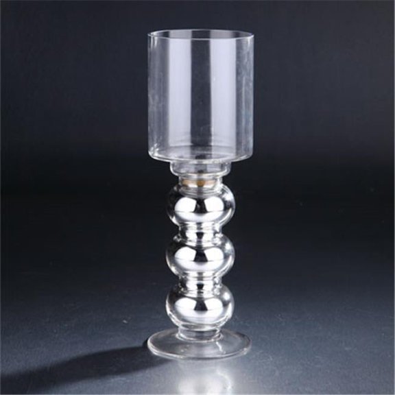 Diamond Star 40007 14 x 4.5 in. Glass Candle Holder, Silver