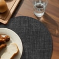 thumbnail image 3 of Black Burlap Texture Round 13 Inch Placemats Set of 8, Farmhouse Vintage Black HeatResistant Non Slip Place Mats for Dining Table, Wipeable Braided Kitchen Table Mats for Housewarming, 3 of 9
