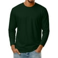 thumbnail image 2 of LNZGNM Mens Long Sleeve Tee Shirts Casual Big and Tall Crew Neck Shirts Solid Plain Cotton Blend T-Shirts Lightweight Loose Fit Pullover Shirts, Dark Green L, 2 of 9