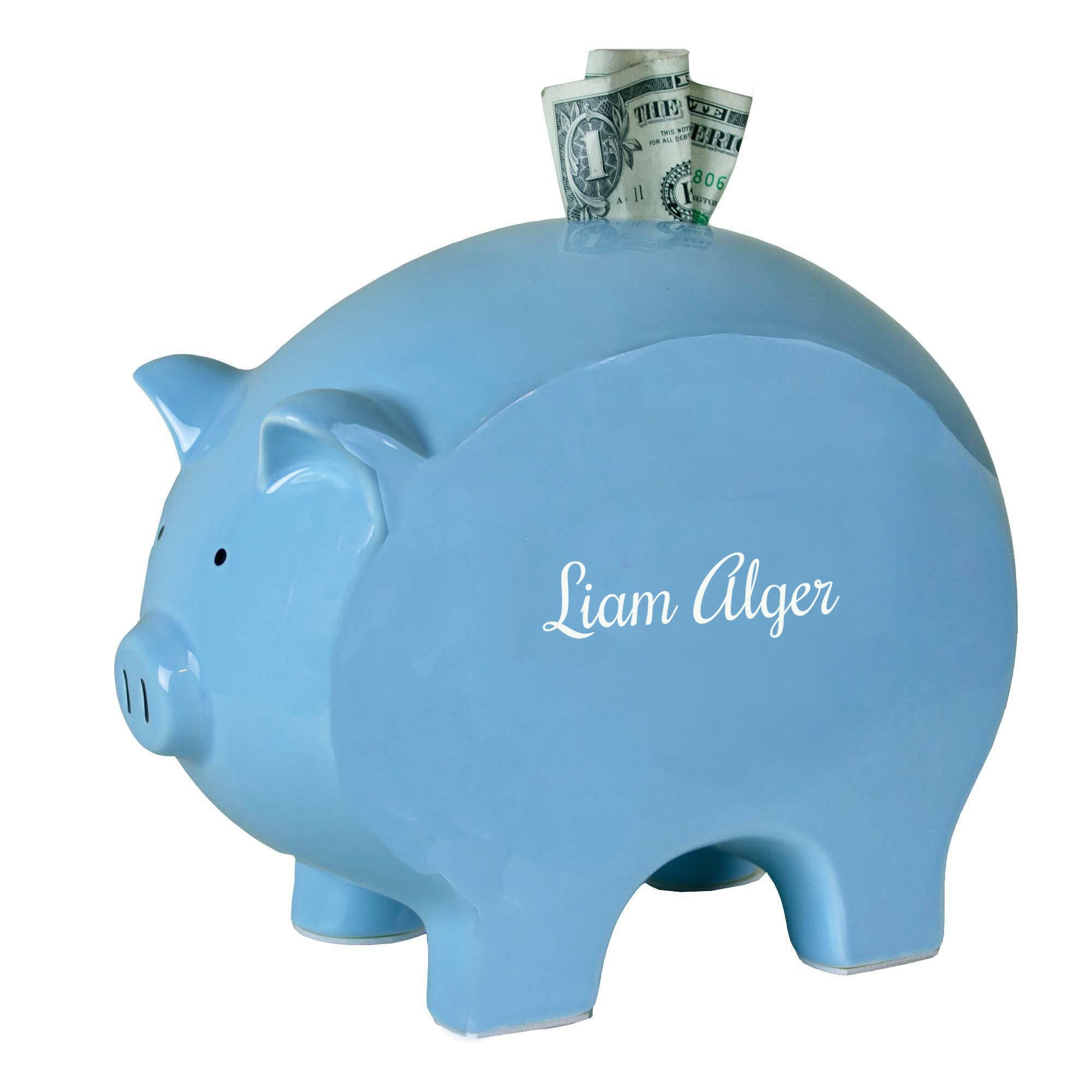 Personalized Blue Piggy Bank Name Only