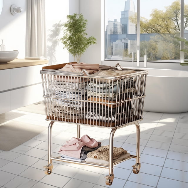 Carrito para cesta de ropa sucia,Carrito de lavandería con ruedas para almacenar ropa,Organizador de cestas de ropa Carrito de lavandería Tienda,Cesto de ropa sucia Dormitorio Baño