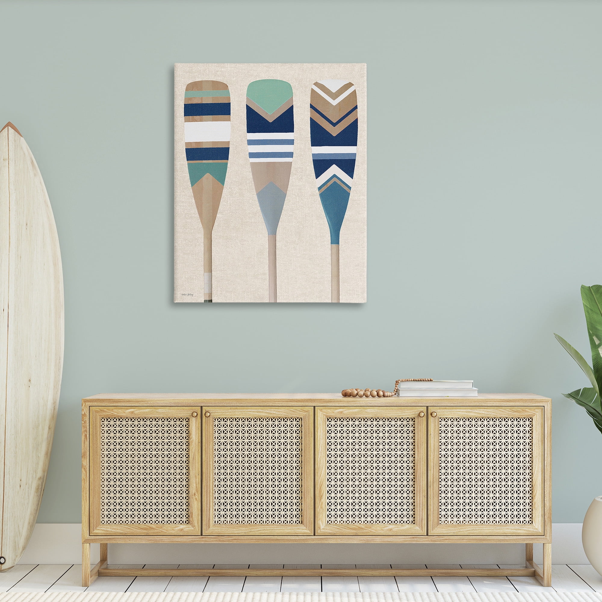 Stupell Industries Boat Oar Trio Nature Painting Gallery Wrapped Canvas Art Print Wall Art, 36 x 48