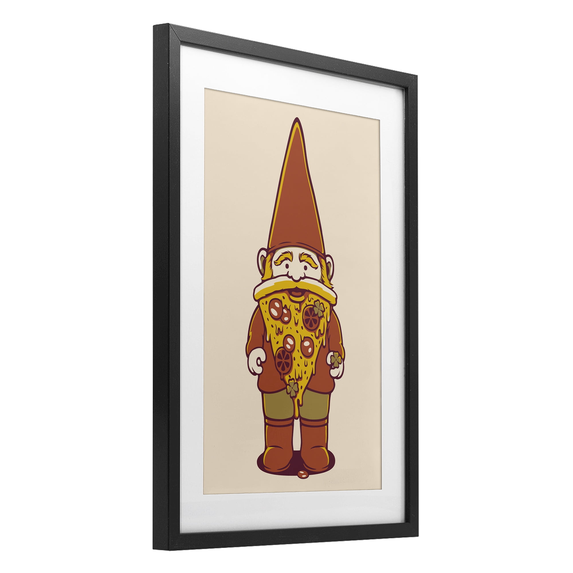Stupell Industries Happy Pizza Gnome Black Framed Print Under Glass, design by Tobe Fonseca