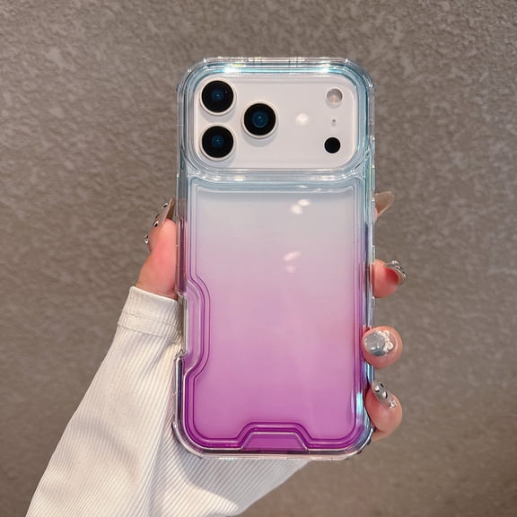 for iPhone 17 Pro Case Clear, Transparent Hybrid Crystal iPhone 17 Pro Phone Case [Hard Plastic & Soft Silicone Bumper] Acrylic Non-Yellowing Thin Slim Protective Cover for Women, Blue Purple