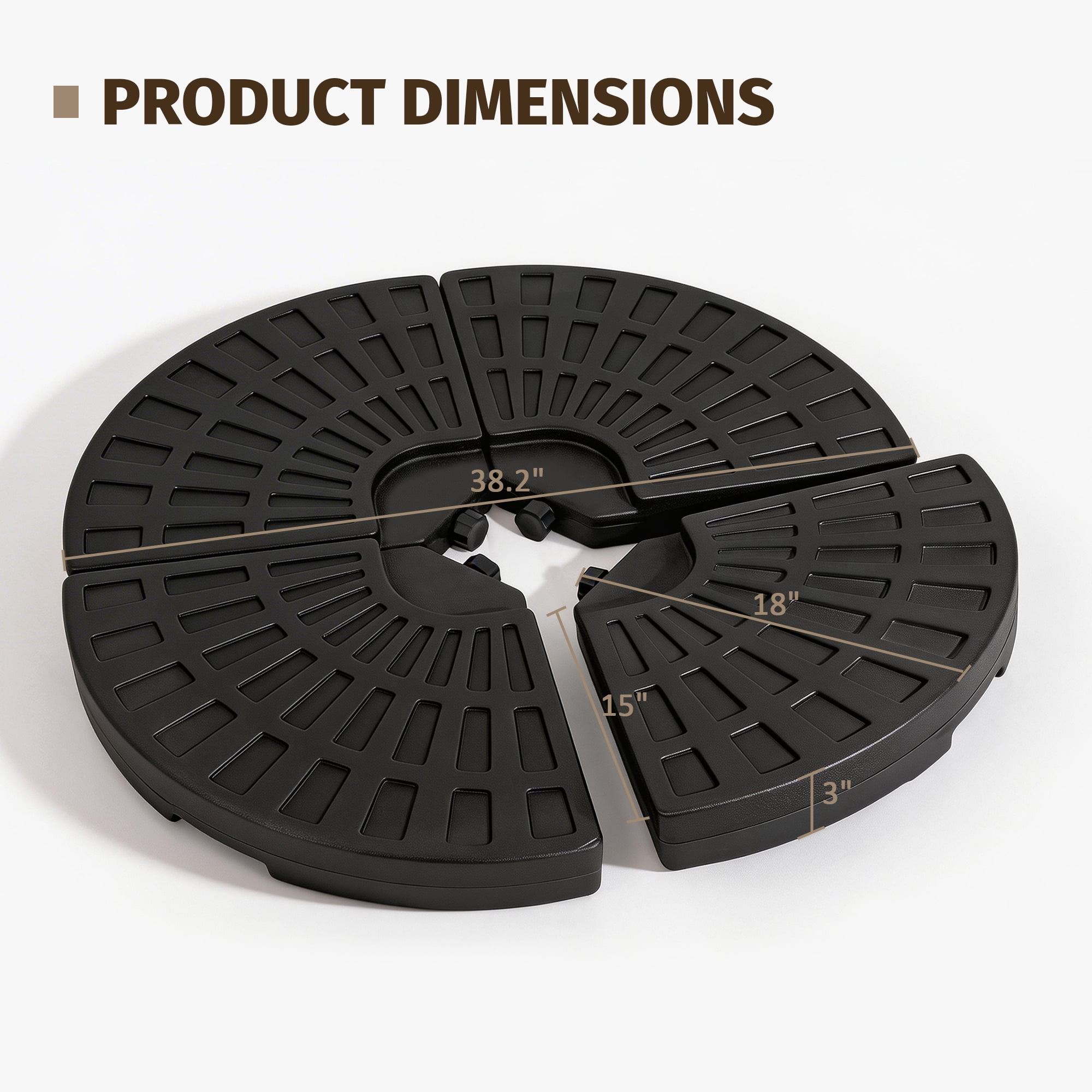 Round Umbrella Stand Base, 4-Piece Fillable Offset Patio Umbrella Base, Heavy Duty 220lbs Windproof Umbrella Stand for Outdoor, Black Round Parasol Base for Backyard, Garden