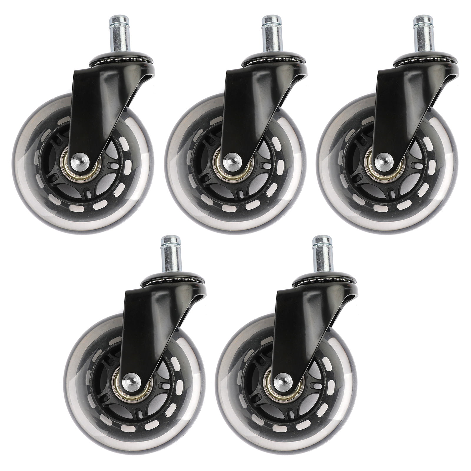 Set of 5 3 inch Office Chair Caster Rubber Swivel Wheels Replacement Heavy Duty 