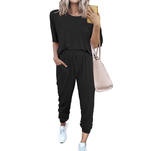 Conjunto de Jogger para Mujer PRETTYGARDEN de 2 Piezas en Negro Talla S
