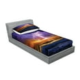 thumbnail image 2 of Ambesonne Nature Fitted Sheet & Pillow Sham Set, Epic Thunder Atmosphere, Twinxl, Purple and Orange, 2 of 2