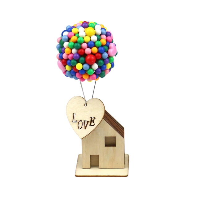 GOOHOCHY Decoraciones de cabañas de madera para San Valentín, globos DIY, kit de modelo de casa pequeña, adornos creativos de escritorio para casa DIY, decoración de coche DIY para novias, padres,