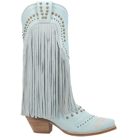 

Dingo Womens Gypsy Studded Fringe Snip Toe Casual Boots Mid Calf Low Heel 1-2
