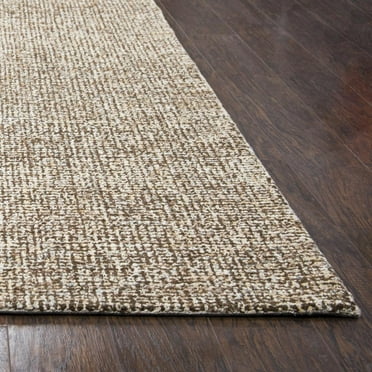 Alora Decor London 2'6" x 10' Solid Brown/Gray/Rust/Blue Hand-Tufted Area Rug