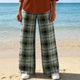 thumbnail image 3 of Maplenight Plaid Wide Leg Pants for Women Elastic Waist Long Trousers with Pockets Loose Casual Lounge Pants, 3 of 5