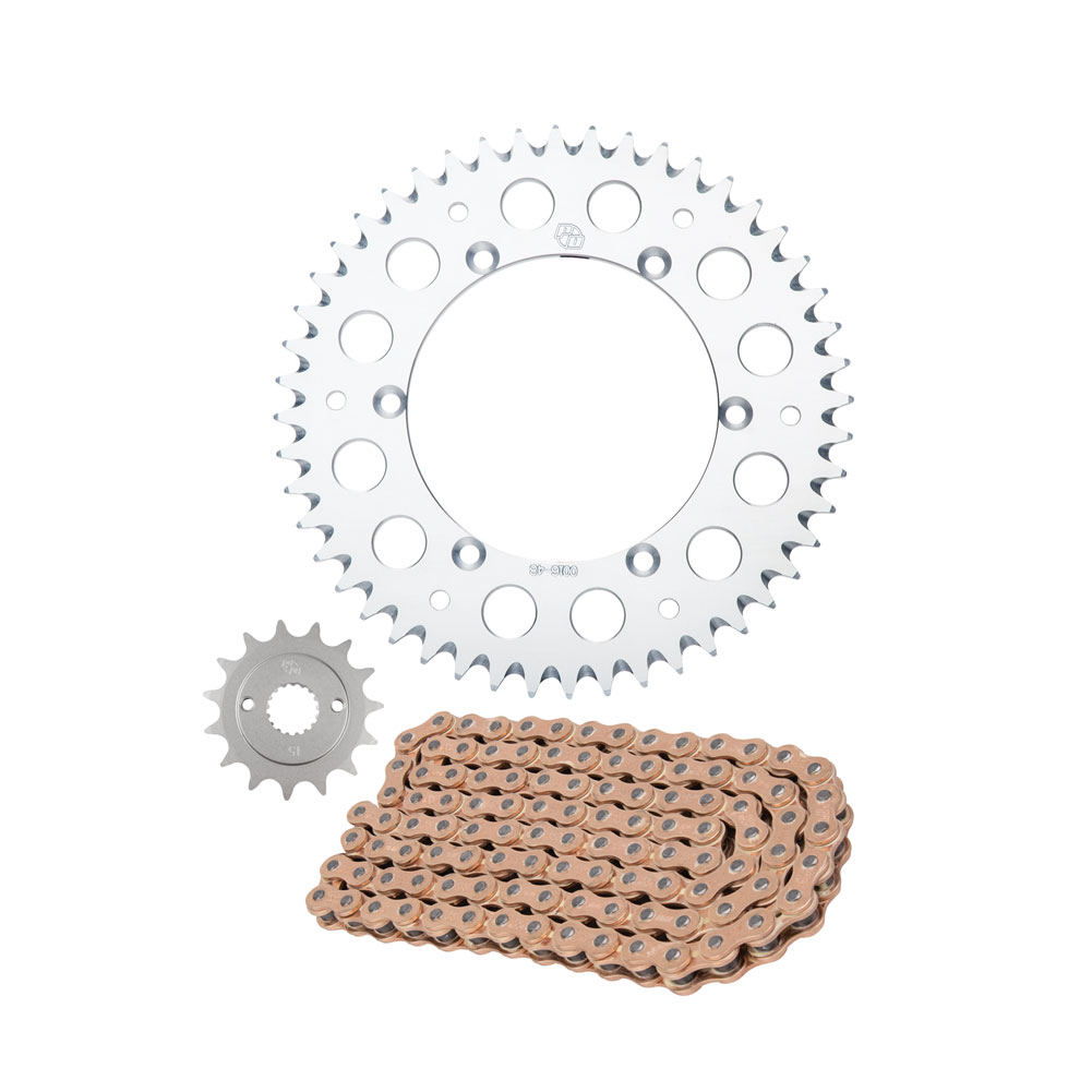 Primary Drive Alloy Kit & Gold Plated MX Race Chain Silver Rear