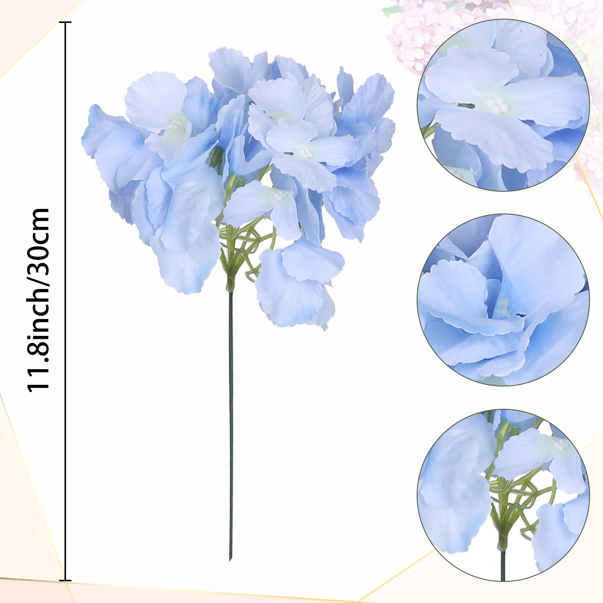 Unique Bargains 6 Pcs Fake Hydrangea Flowers Bouquets Artificial Silk Flowers Blue