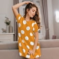 thumbnail image 3 of Disketp Orange And White Polka Dot para Camisón Corto de Manga Corta para Mujeres, Camisón Cómodo con Escote Redondo, Bonito y Confortable, 3 of 6