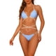thumbnail image 1 of Conjuntos de bikini de dos piezas con anillo en forma de corazón para mujeres INSPIRE CHIC, color azul claro, con push up y cordones, trajes de baño de canalé., 1 of 5